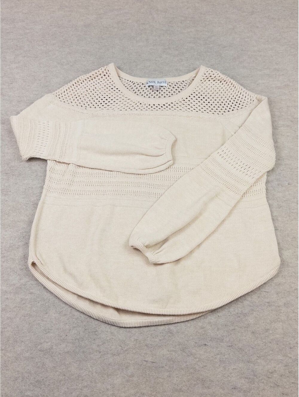 Knox Rose Women's Cream Knit Pullover Sweater XL
